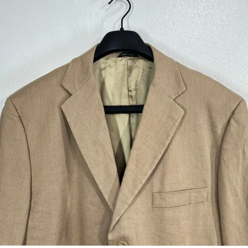 VTG. Banana Republic Men's 46L Beige Linen Blend 3-Button Blazer Jacket  Italy